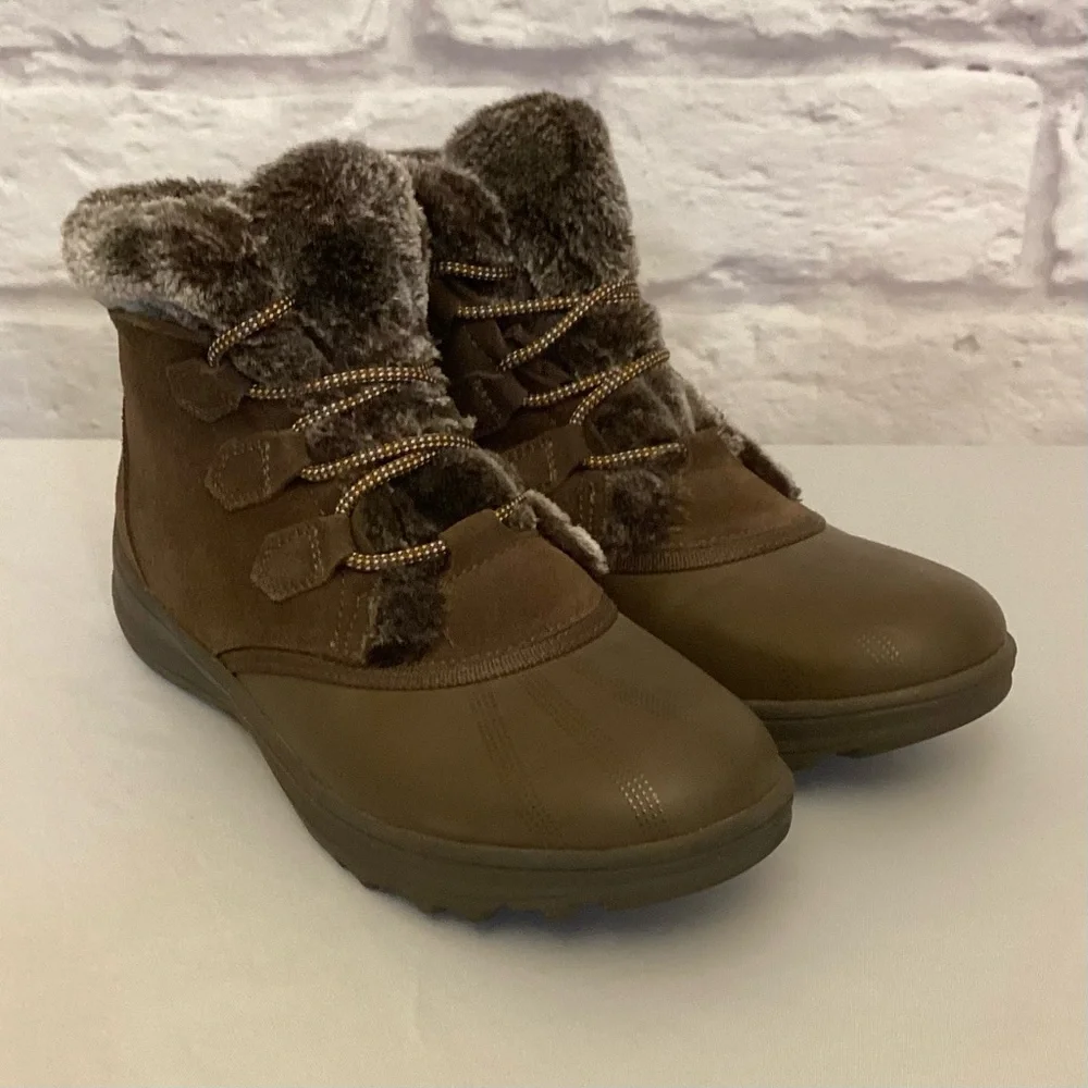 BareTraps 8.5 Augustina Suede Women's Brown Faux Fur-Lined Ankle Boots Booties